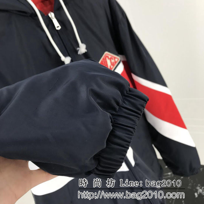 GUCCI古馳 18秋冬新款 鹿晗同款 拼色連帽夾克棉服 情侶款 ydi1745
